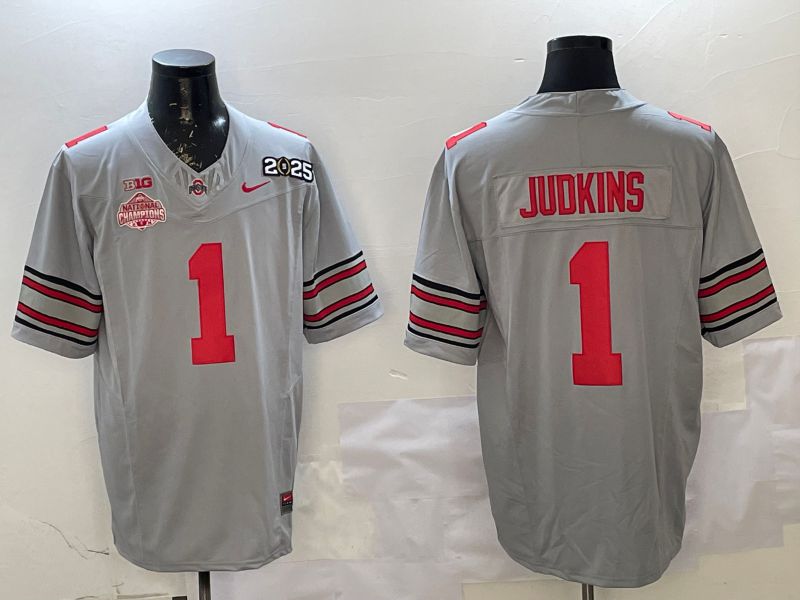 Men Ohio State Buckeyes #1 Judkins Grey Three generations Nike 2025 NCAA Jersey